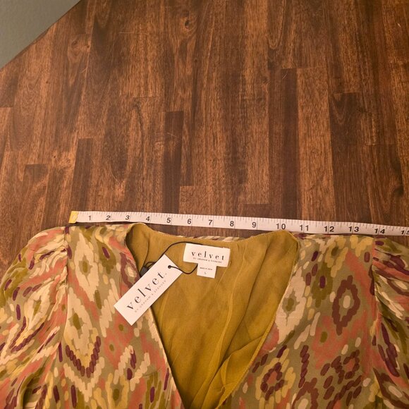 Velvet by Graham & Spencer Dress Womens Large Green Purple Ikat Abstract Maxi - Picture 6 of 15